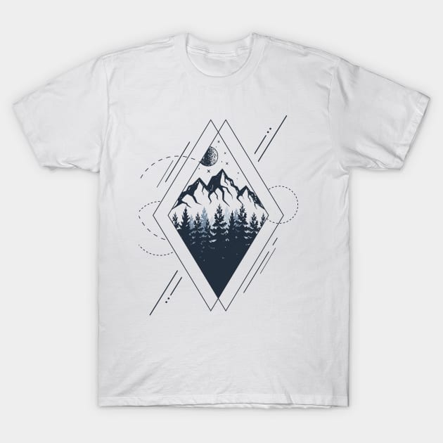 Mountains. Geometric Style T-Shirt by SlothAstronaut